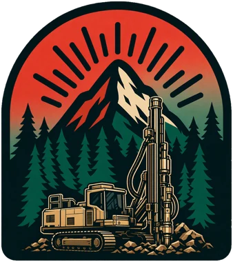Logo Calcul de charges de minage : une foreuse devant une montagne